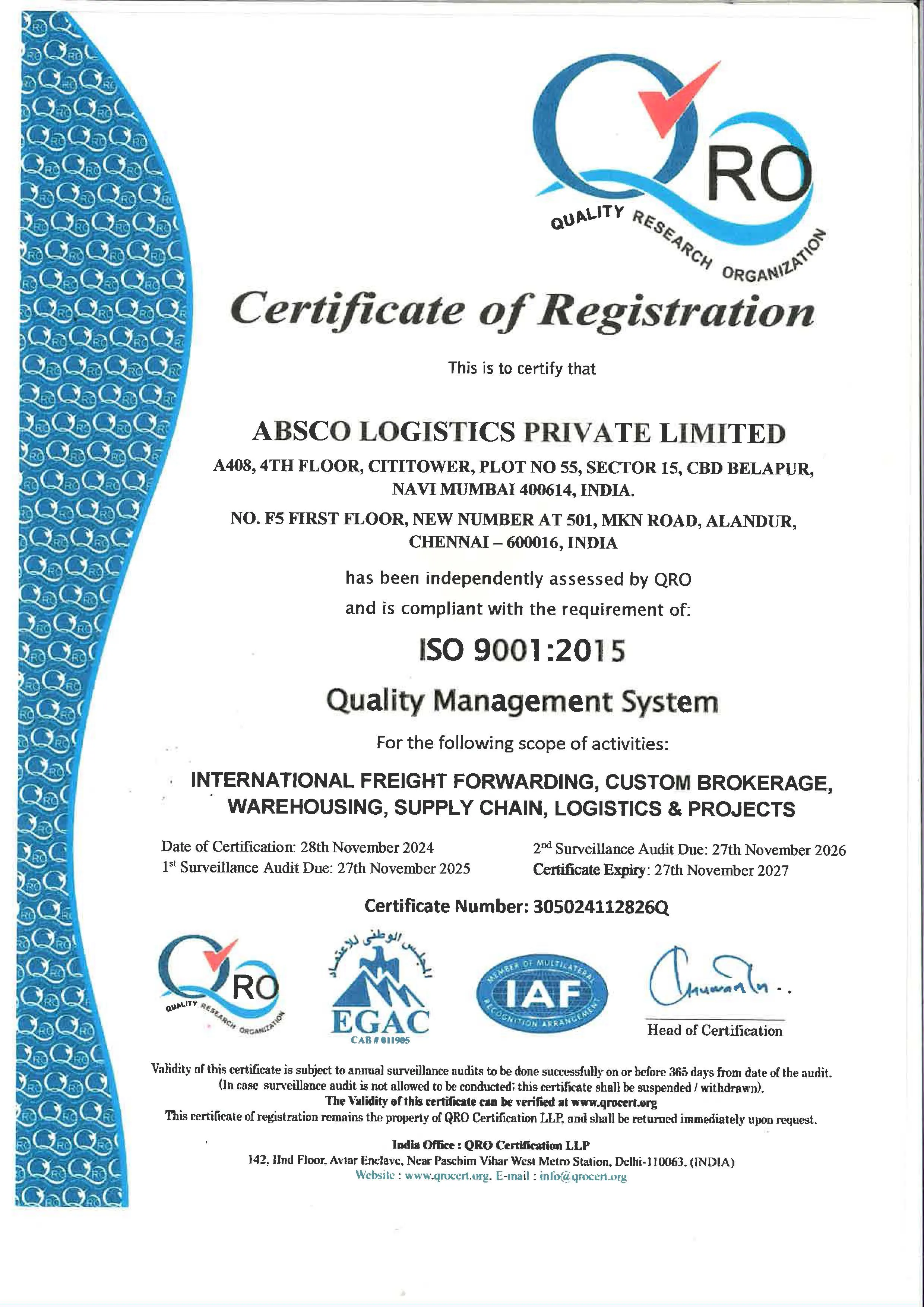 ISO CERTIFICATE